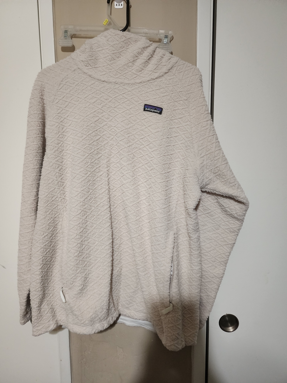 Patagonia Cream Textured Cowl-Neck Fleece Pullover